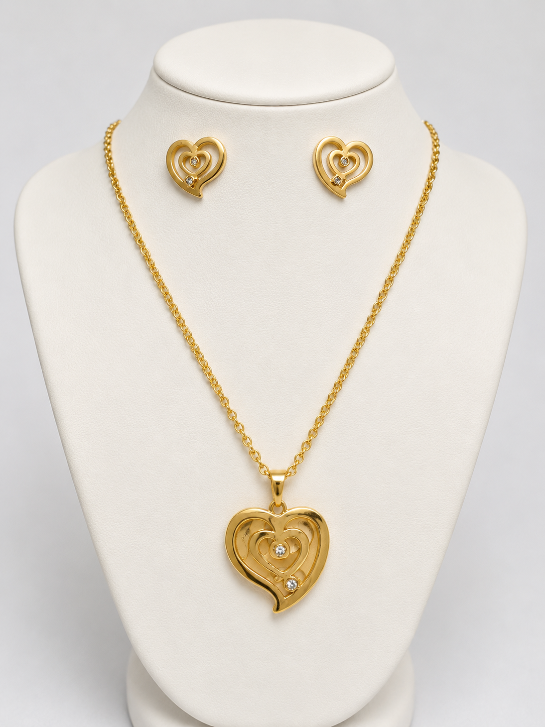 Juego de Acero Corazon Piedras B.Int