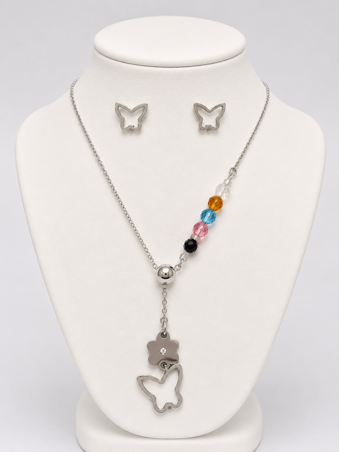 Juego de Acero  Mariposa Blanca y Piedras