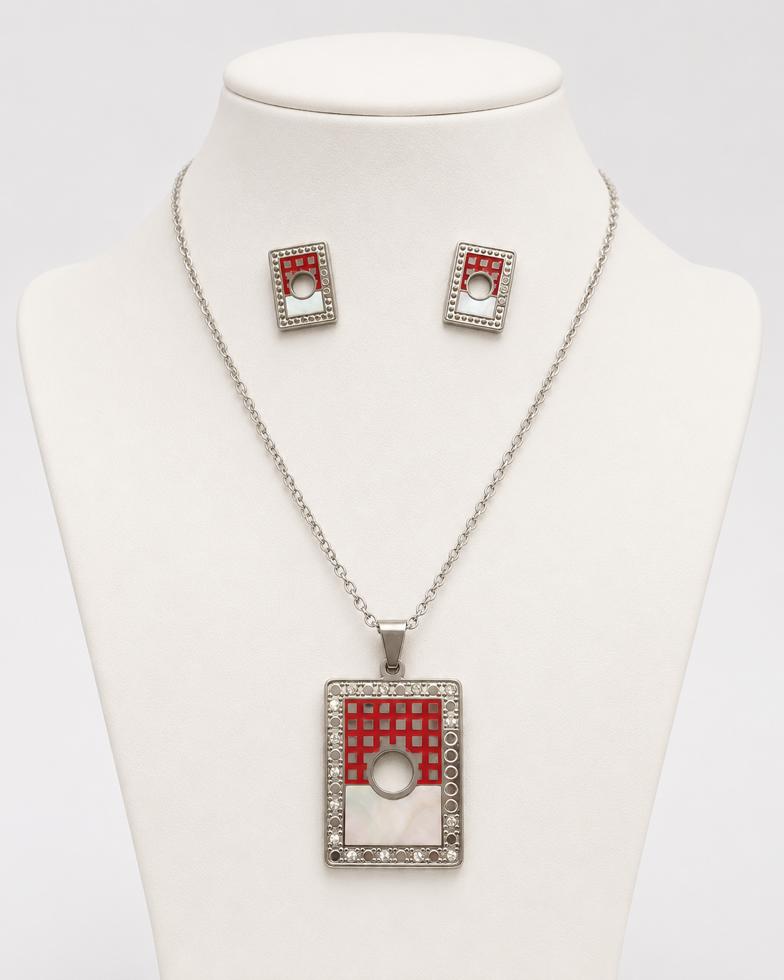 Juego de Acero  Rectangulo Rojo con Blanco