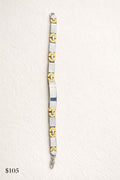 Pulsera Acero Caballero Placa Bicolor