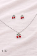 Conjunto Acero Plateado Cerezas Premium