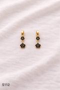 Aretes Acero Dorados  Doble Flor Tipo Van Cleef premium