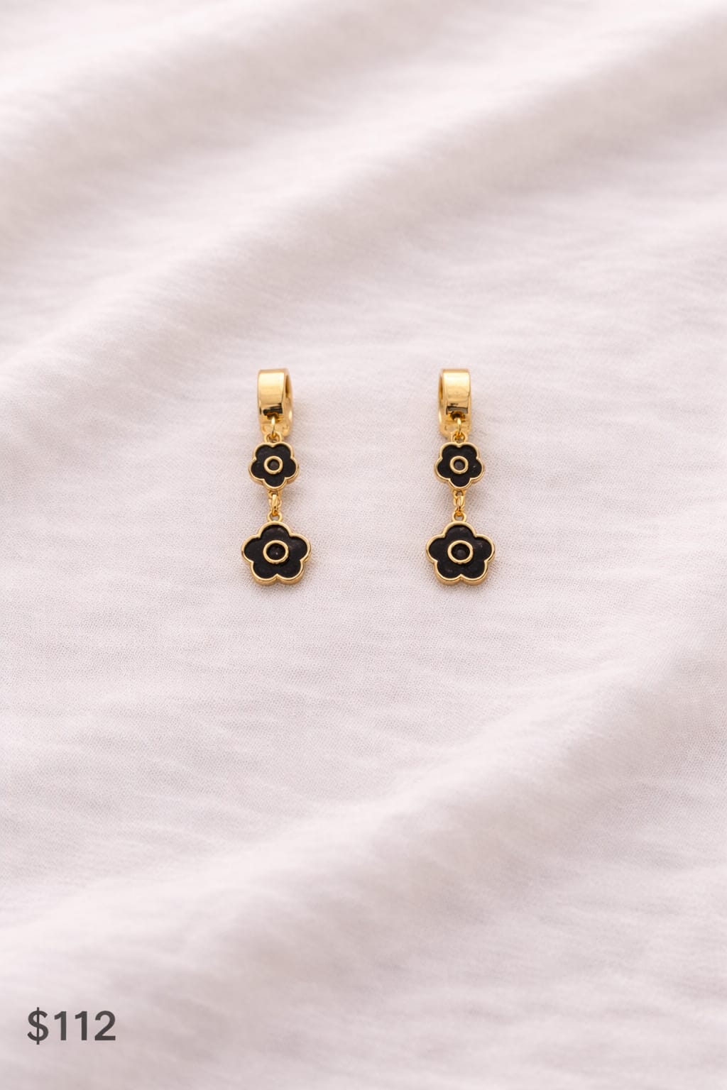 Aretes Acero Dorados  Doble Flor Tipo Van Cleef premium