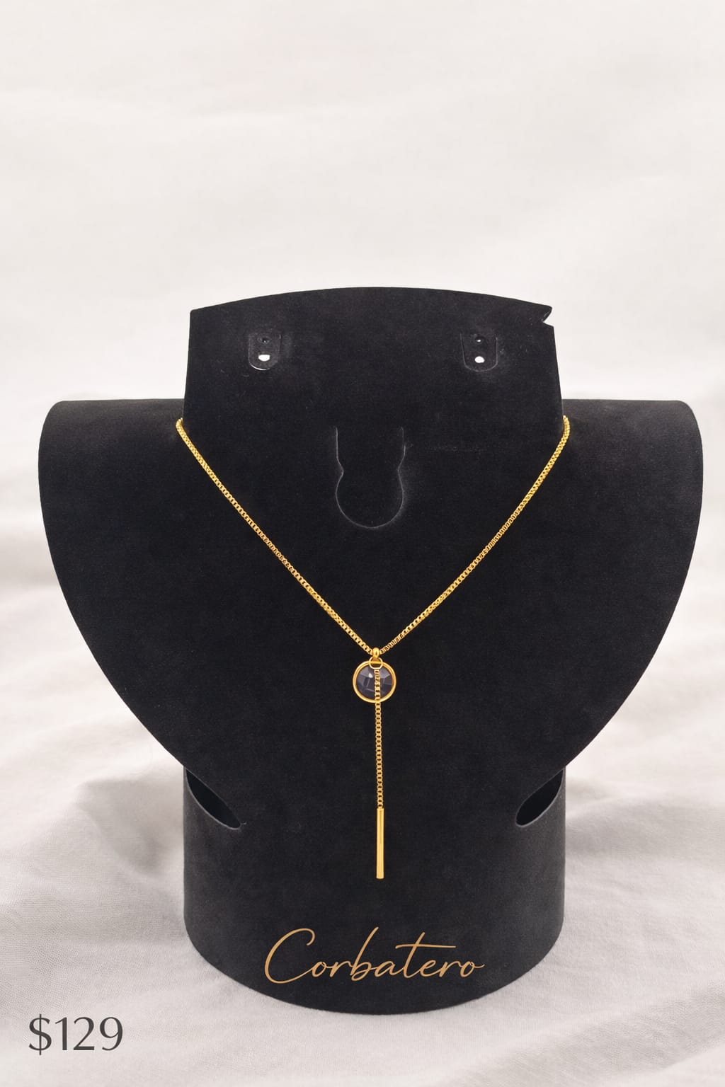 Corbatero Acero Dorado Con Piedra