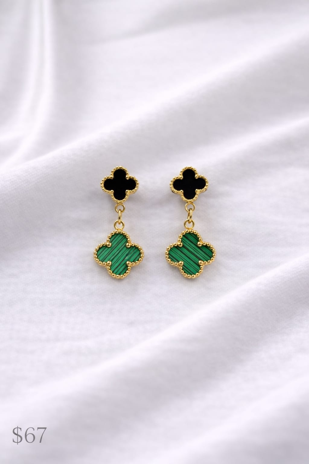 Arete Dorado Doble Color Tipo Van Cleef