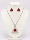 Juego de Acero Triangulo Piedras Blanca y Roja