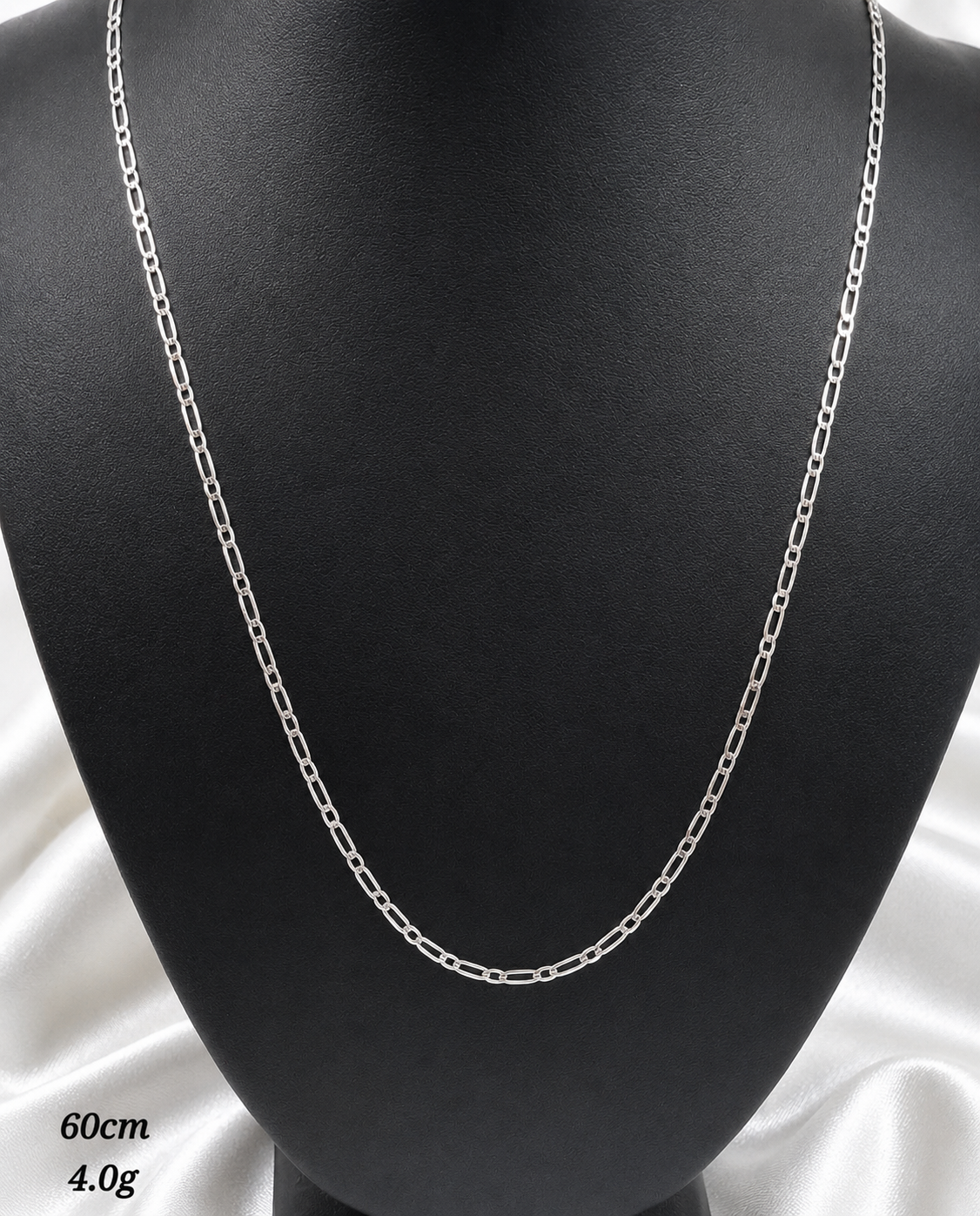 Cadena plata tejido 1x1 60cm
