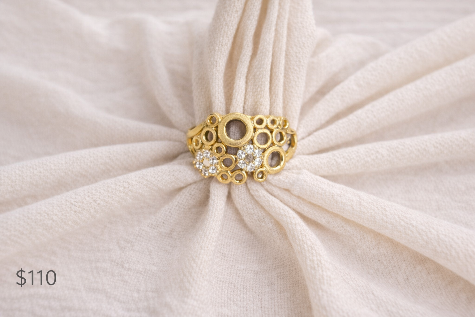 Anillo Oro Laminado Círculos y Flor
