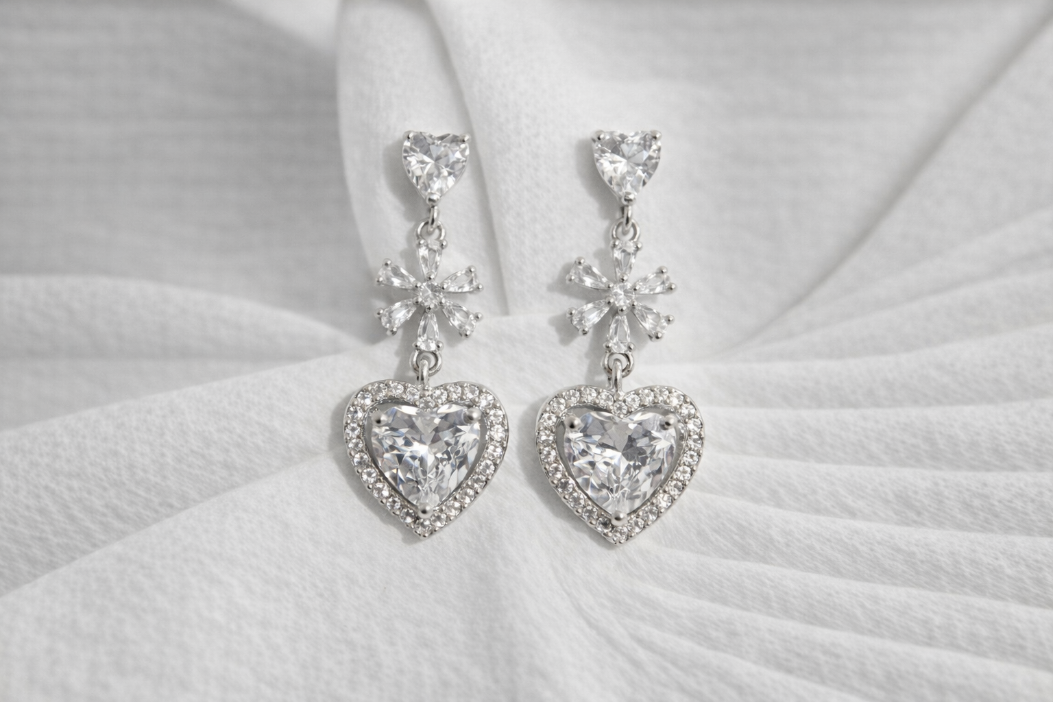 Arete Rodio Corazón y Flor