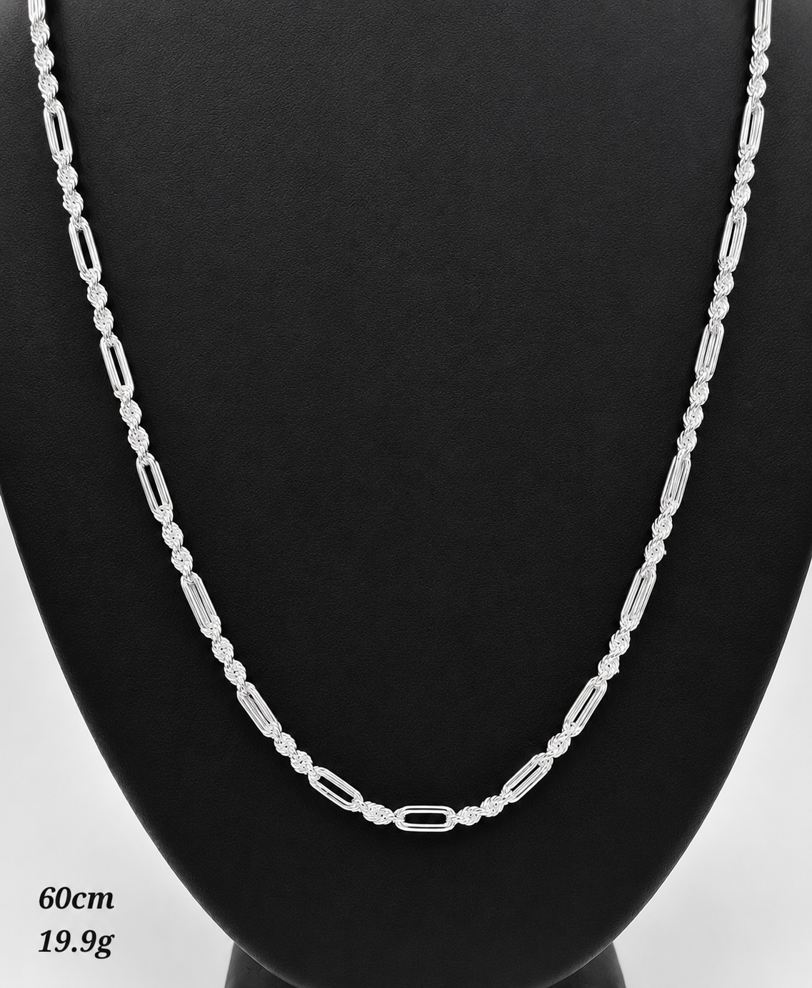 Cadena plata tejido tipo Figaro 60cm