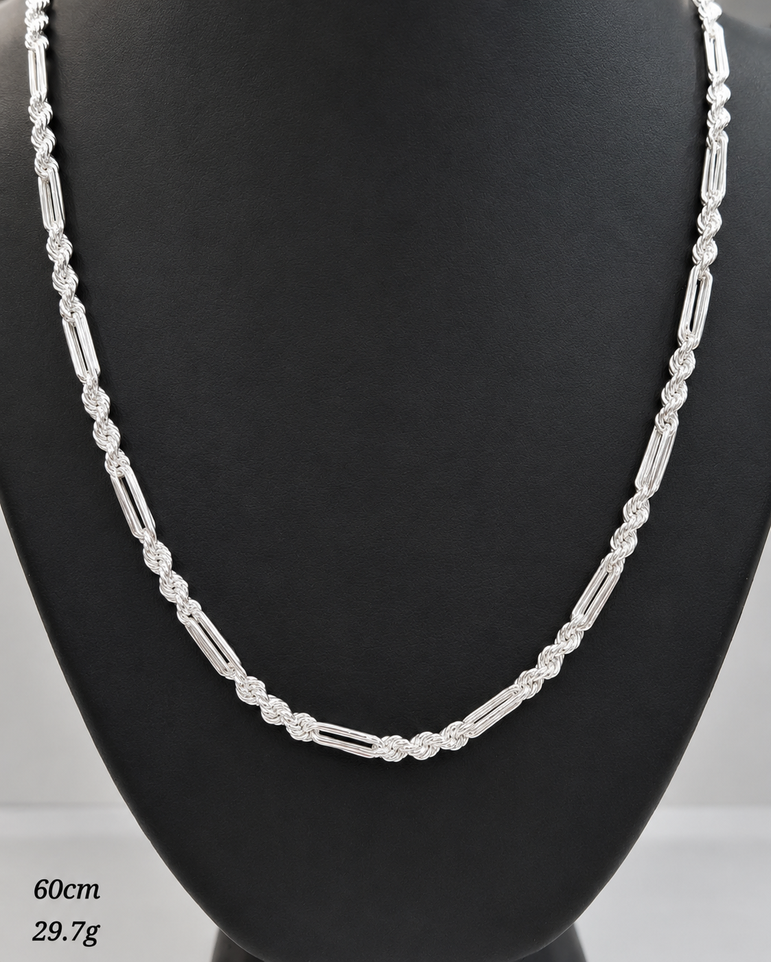 Cadena plata tejido tipo Figaro 60cm A
