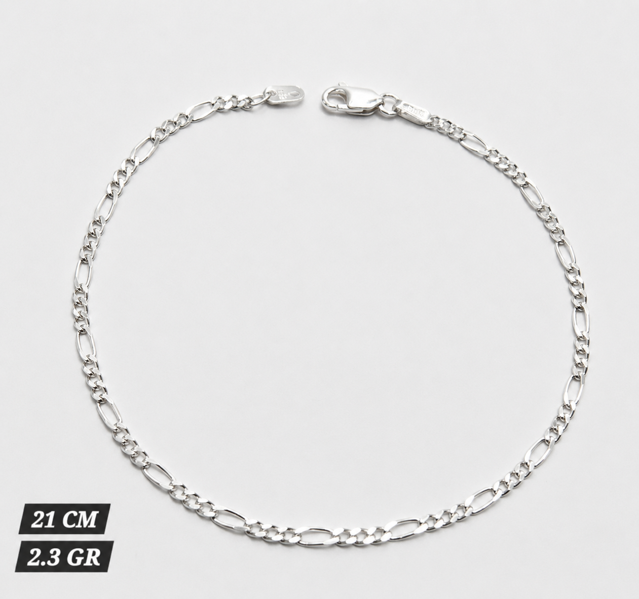 Pulsera de plata tejido 3x1- 21cm AAA