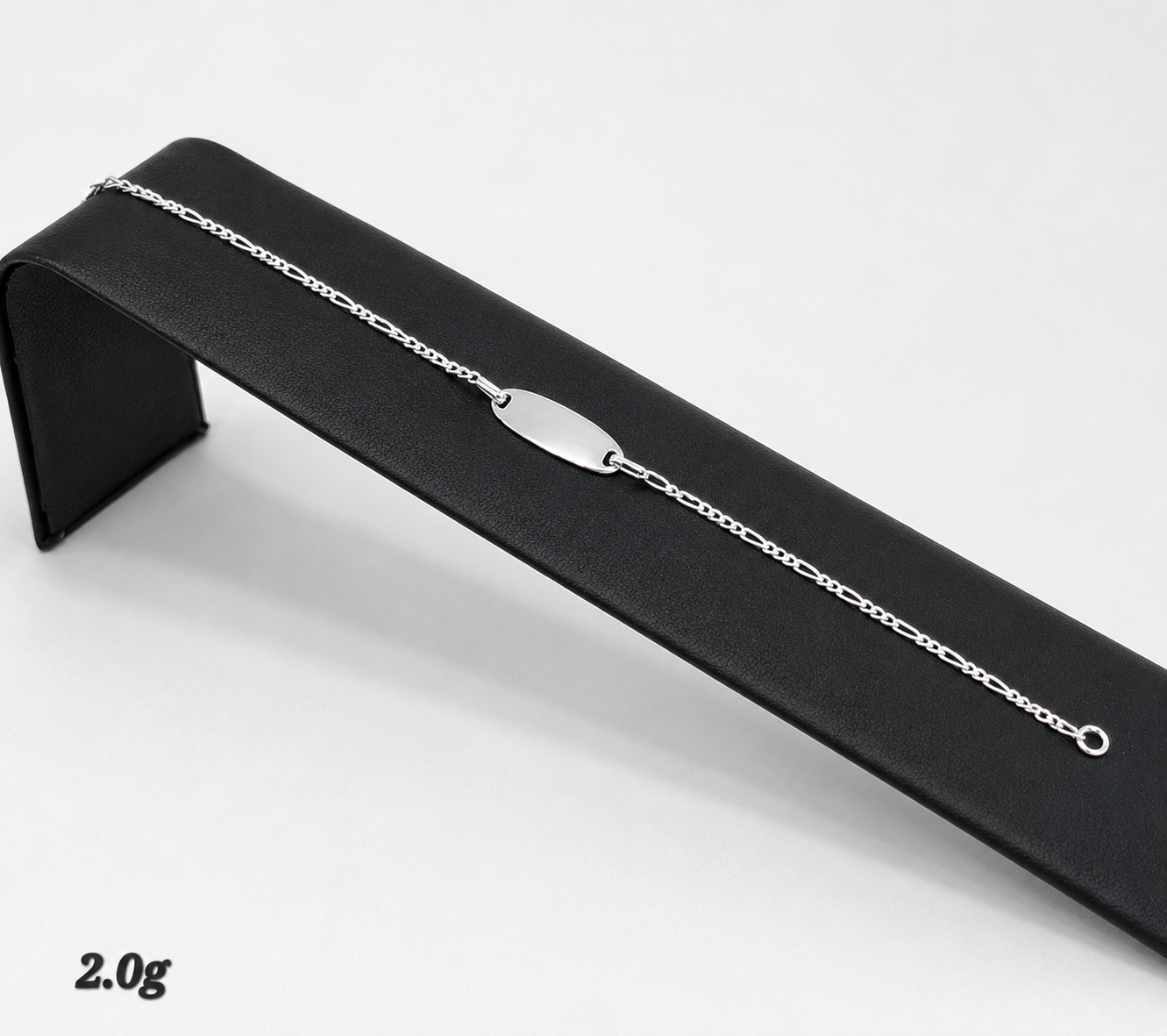 Pulsera de plata con placa, tejido 3x1 - 21cm AA